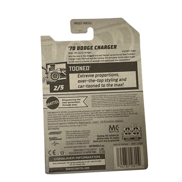 Hot Wheels Tooned ’70 Dodge Charger Fast & Furious Black Car 2023 Diecast 1:64 - Picture 2 of 8